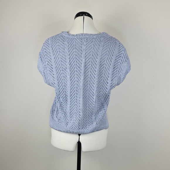 Garcia Knit Button Front Vest – Light Blue Pointelle – Size L - Picture 7 of 8